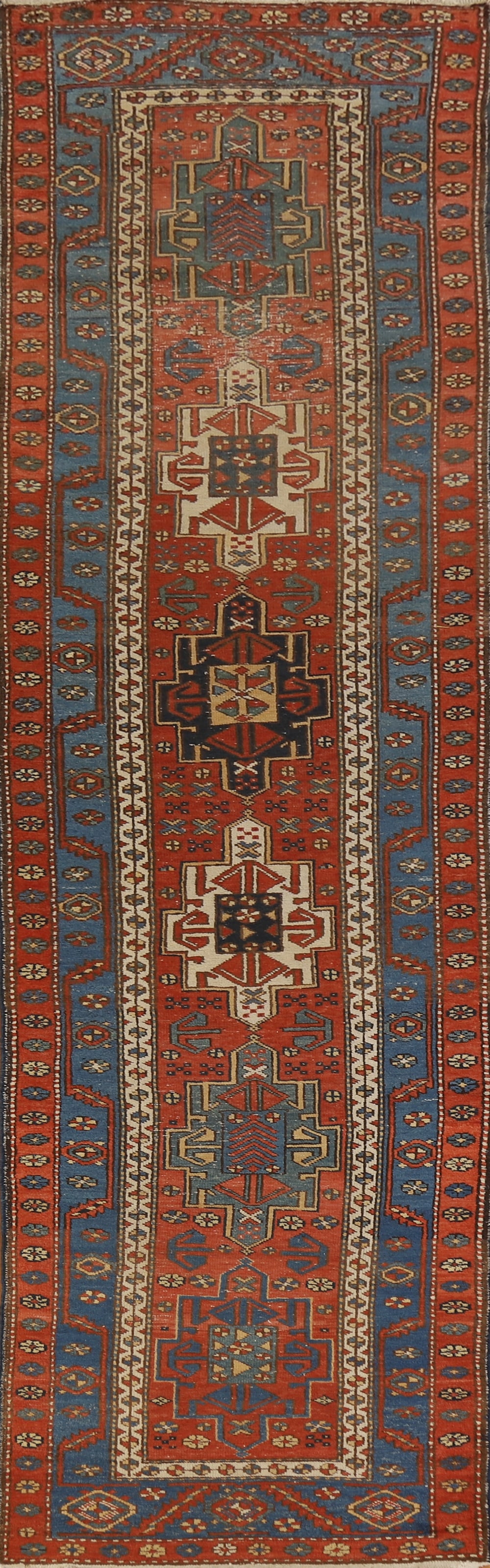 Vegetable Dye Antique Heriz Serapi Persian Runner Rug 3x13: Title: Vegetable Dye Antique Heriz Serapi Persian Runner Rug 3x13 Description:A Beautiful Genuine Iran ( Persia ) Heriz (serapi) rug is Hand Knotted by skillful weavers in Iran ( Persia )