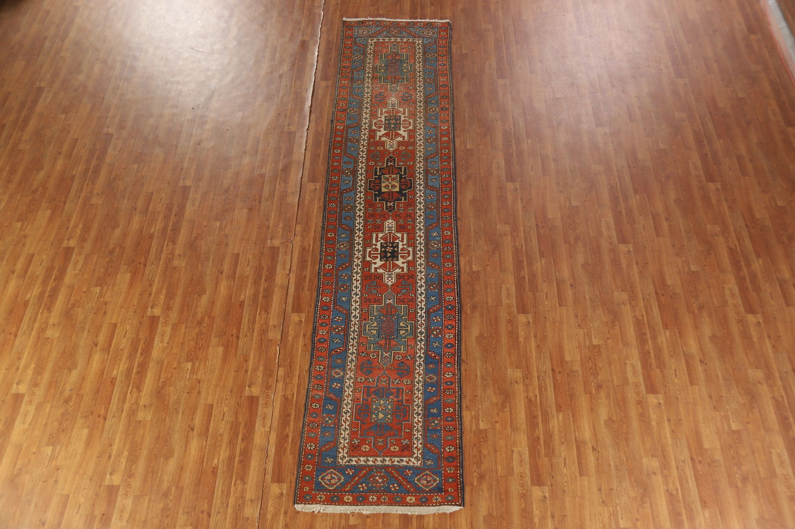 Vegetable Dye Antique Heriz Serapi Persian Runner Rug 3x13 - 3