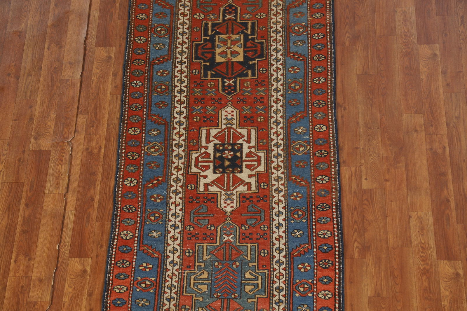 Vegetable Dye Antique Heriz Serapi Persian Runner Rug 3x13 - 4