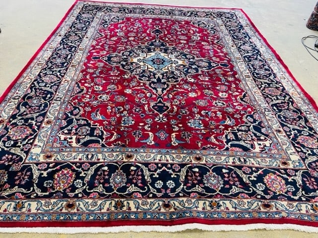 Vintage Persian Mashad- Kashmar rug-5093: Title:Vintage Persian Mashad- Kashmar rug-5093 Description:Beautiful Vintage Persiqn Mashad rug from northwest Persia, size 8 ft by 10 ft. 8 inches, circa 1970, excellent condition with a good pile th