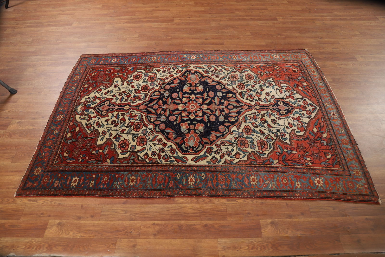Pre-1900 Antique Vegetable Dye Sarouk Farahan Persian Rug 4x6 - 14