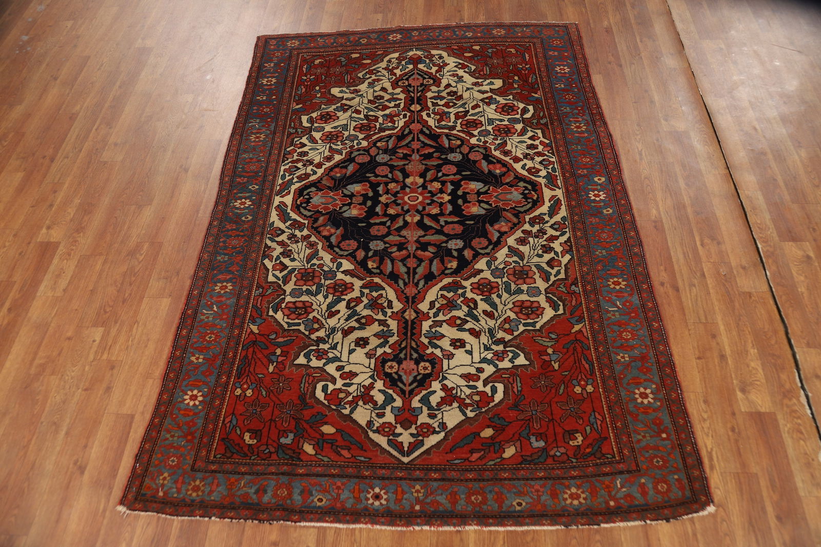 Pre-1900 Antique Vegetable Dye Sarouk Farahan Persian Rug 4x6 - 15