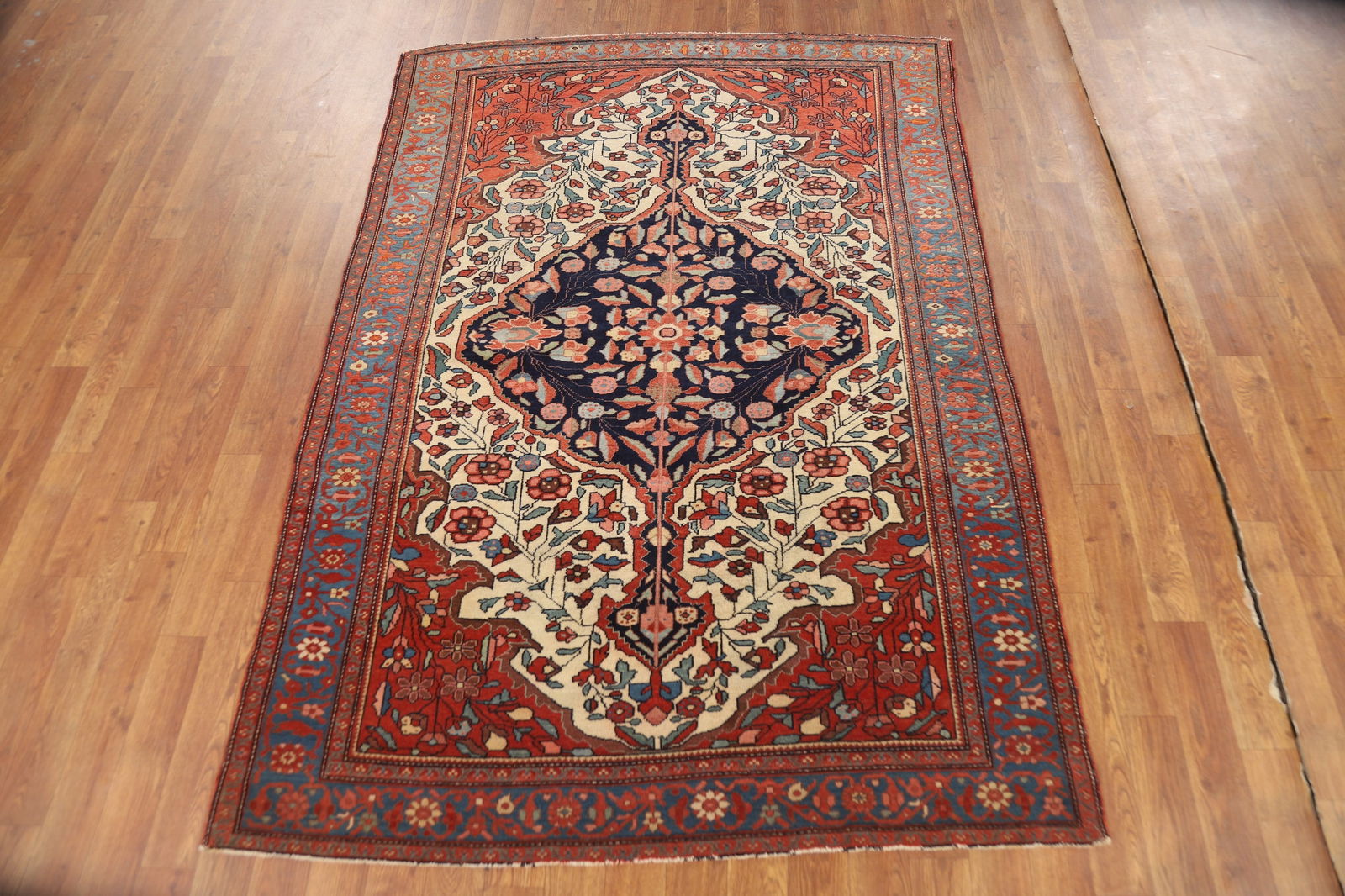 Pre-1900 Antique Vegetable Dye Sarouk Farahan Persian Rug 4x6 - 3