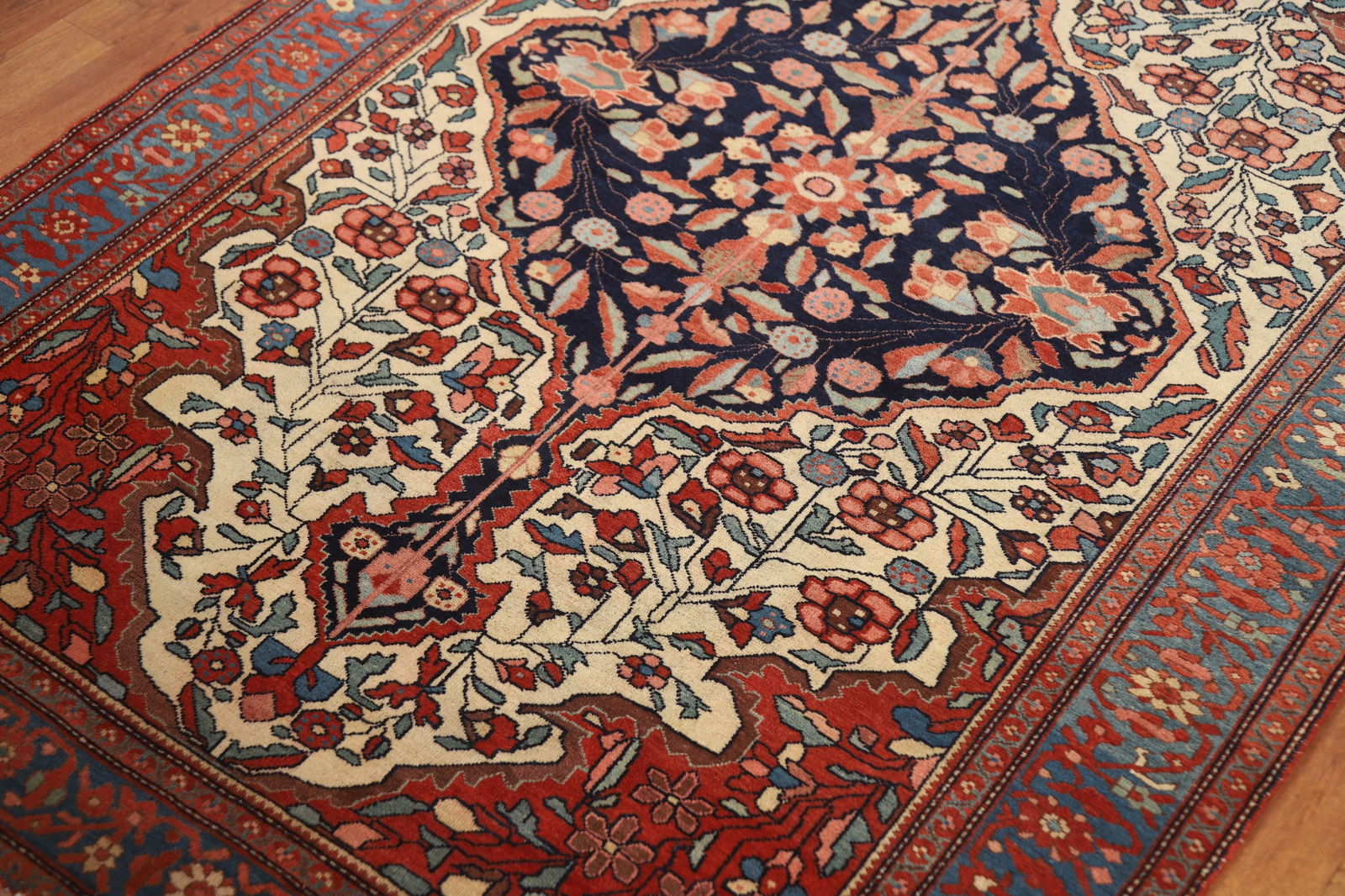 Pre-1900 Antique Vegetable Dye Sarouk Farahan Persian Rug 4x6 - 7