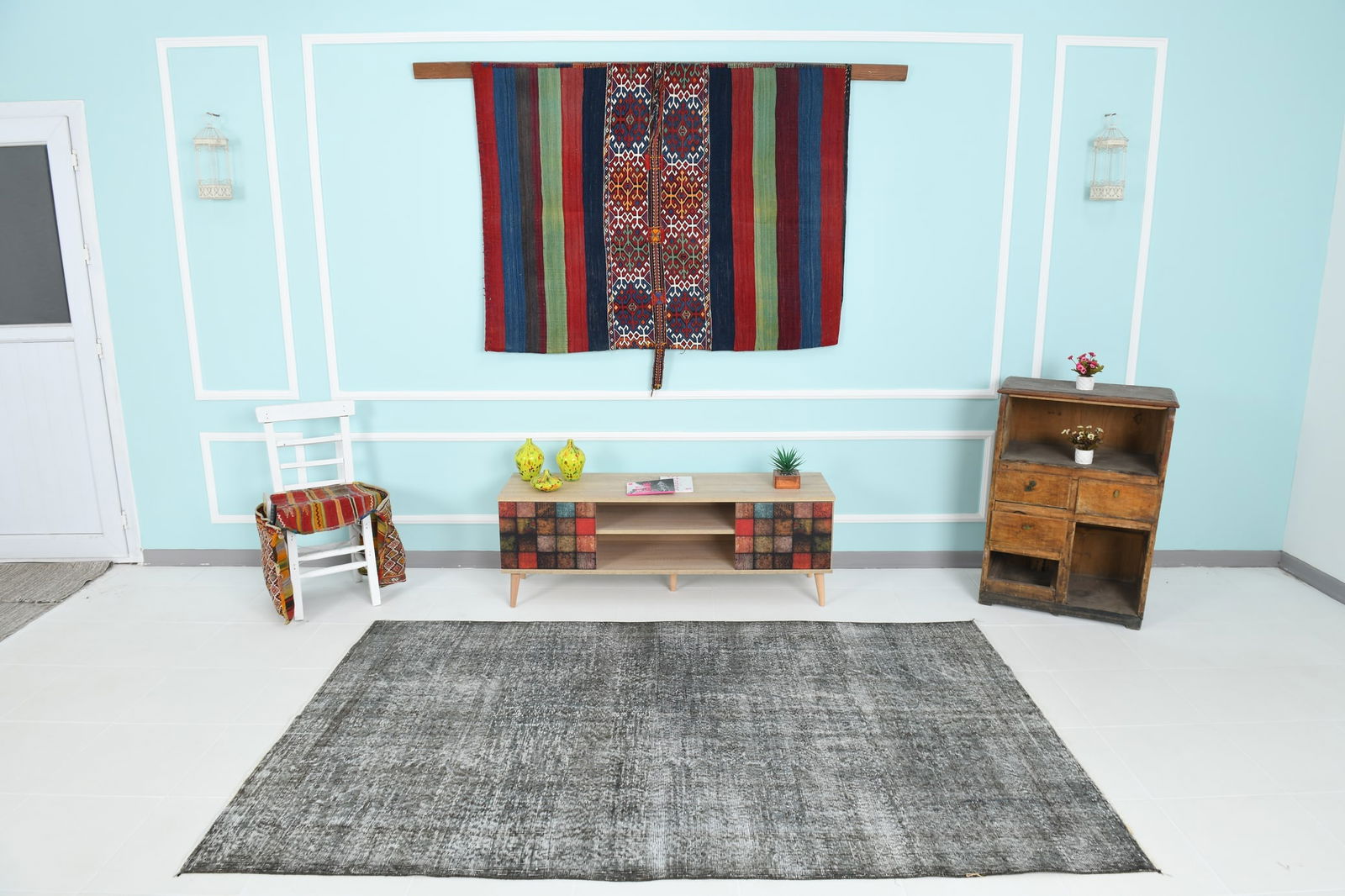 5'1'' x 8'1'' Handmade Vintage Wool Rug - 5047 - 2