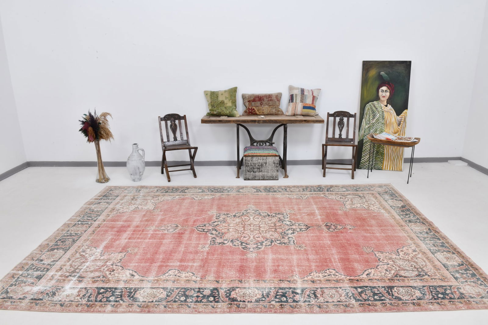 7'5'' x 12'0'' Handmade Vintage Wool Rug - 21709 - 2