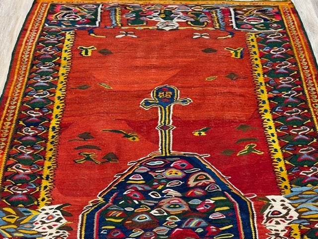 Antique Persian Senneh -Kurdistan Kilim rug-5118 - 4