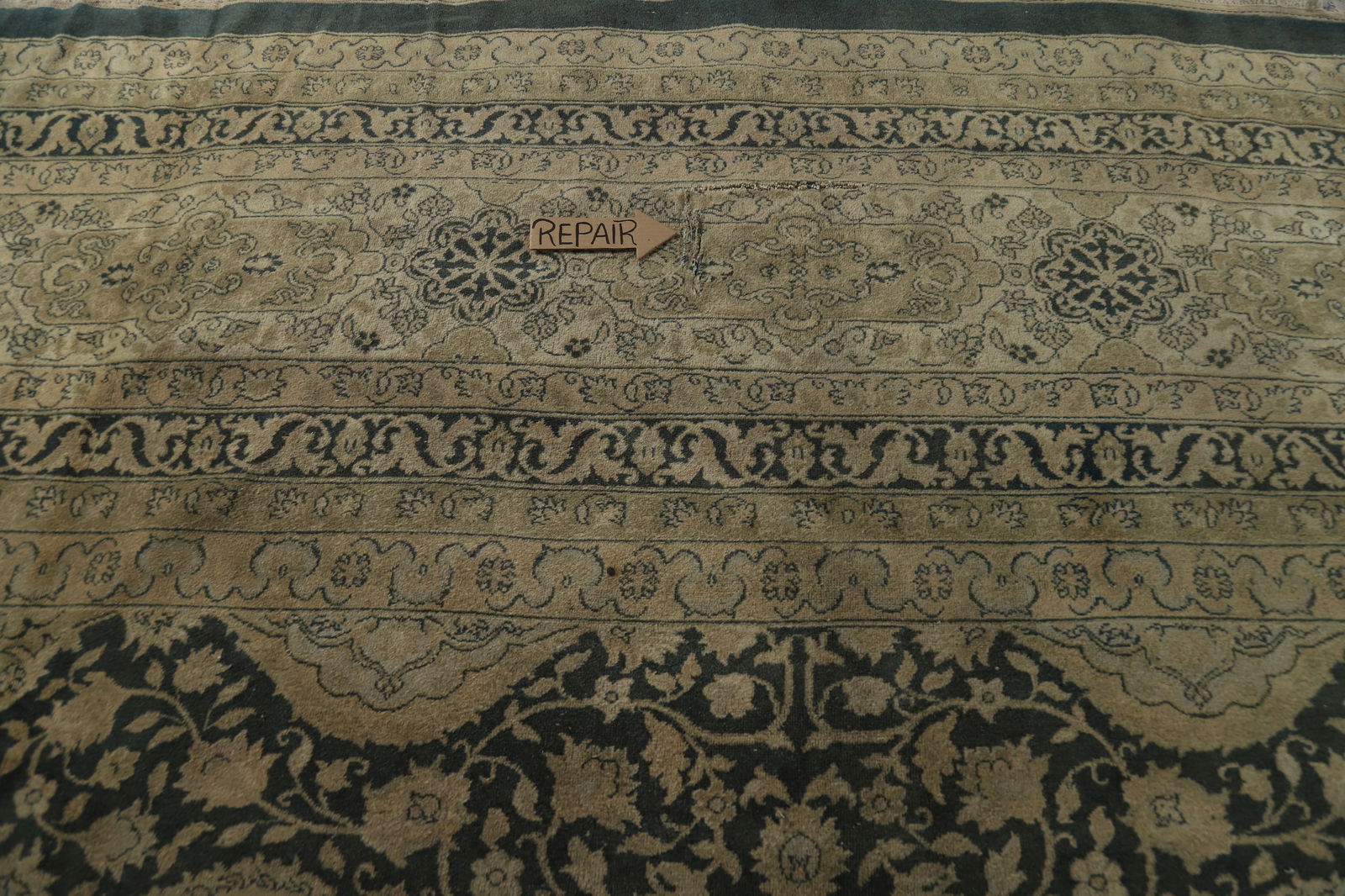 Pre-1900 Antique Vegetable Dye Mahal Signed Persian Large Rug 20x39 - 18