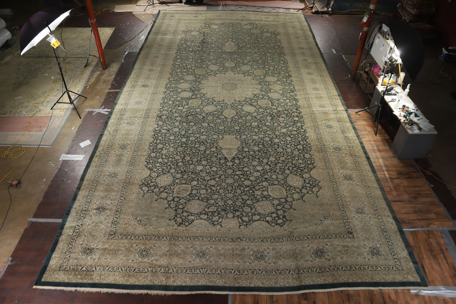 Pre-1900 Antique Vegetable Dye Mahal Signed Persian Large Rug 20x39 - 3
