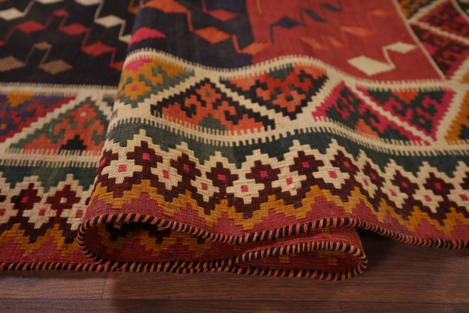 Vegetable Dye Kilim Qashqai Antique Persian Rug 5x8 - 10