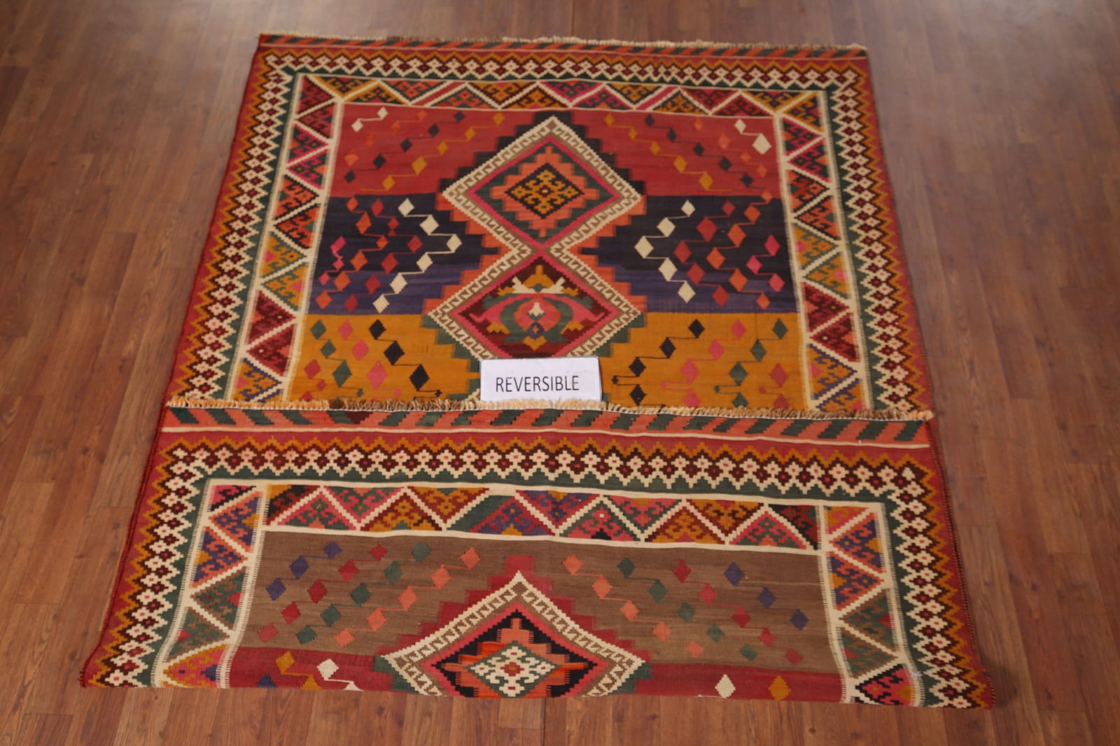 Vegetable Dye Kilim Qashqai Antique Persian Rug 5x8 - 13