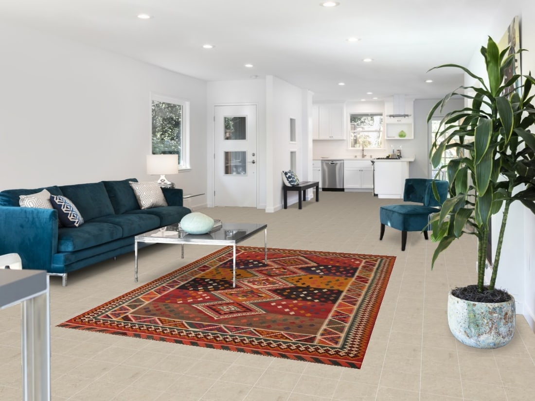 Vegetable Dye Kilim Qashqai Antique Persian Rug 5x8 - 2