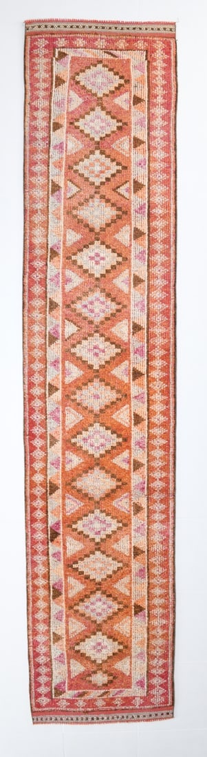 2'7'' x 12'5'' Vintage Wool Runner Rug - 18560: Title: 2'7'' x 12'5'' Vintage Wool Runner Rug - 18560 Description:2'7'' x 12'5'' Vintage Wool Runner Rug - 18560 Origin:Turkiye Date/Period:1960-90 Materials:Wool,Cotton Dimension:2'7''x12'5'' ft, 81x