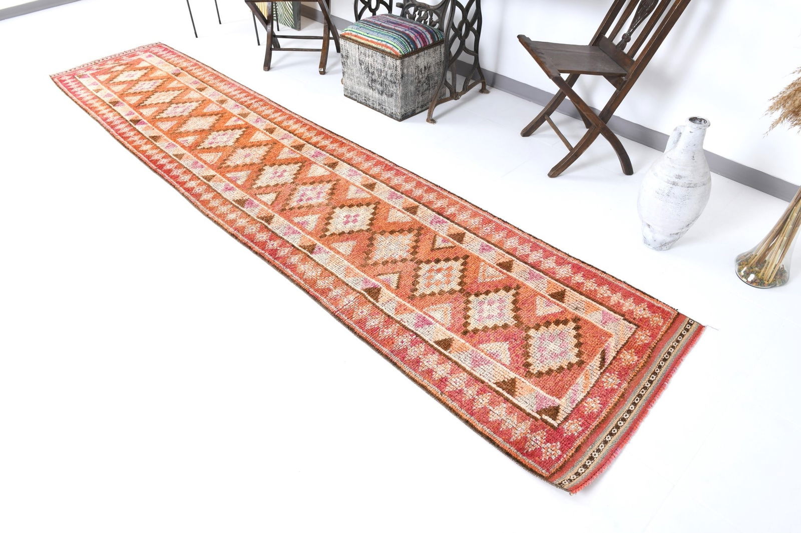 2'7'' x 12'5'' Vintage Wool Runner Rug - 18560 - 4