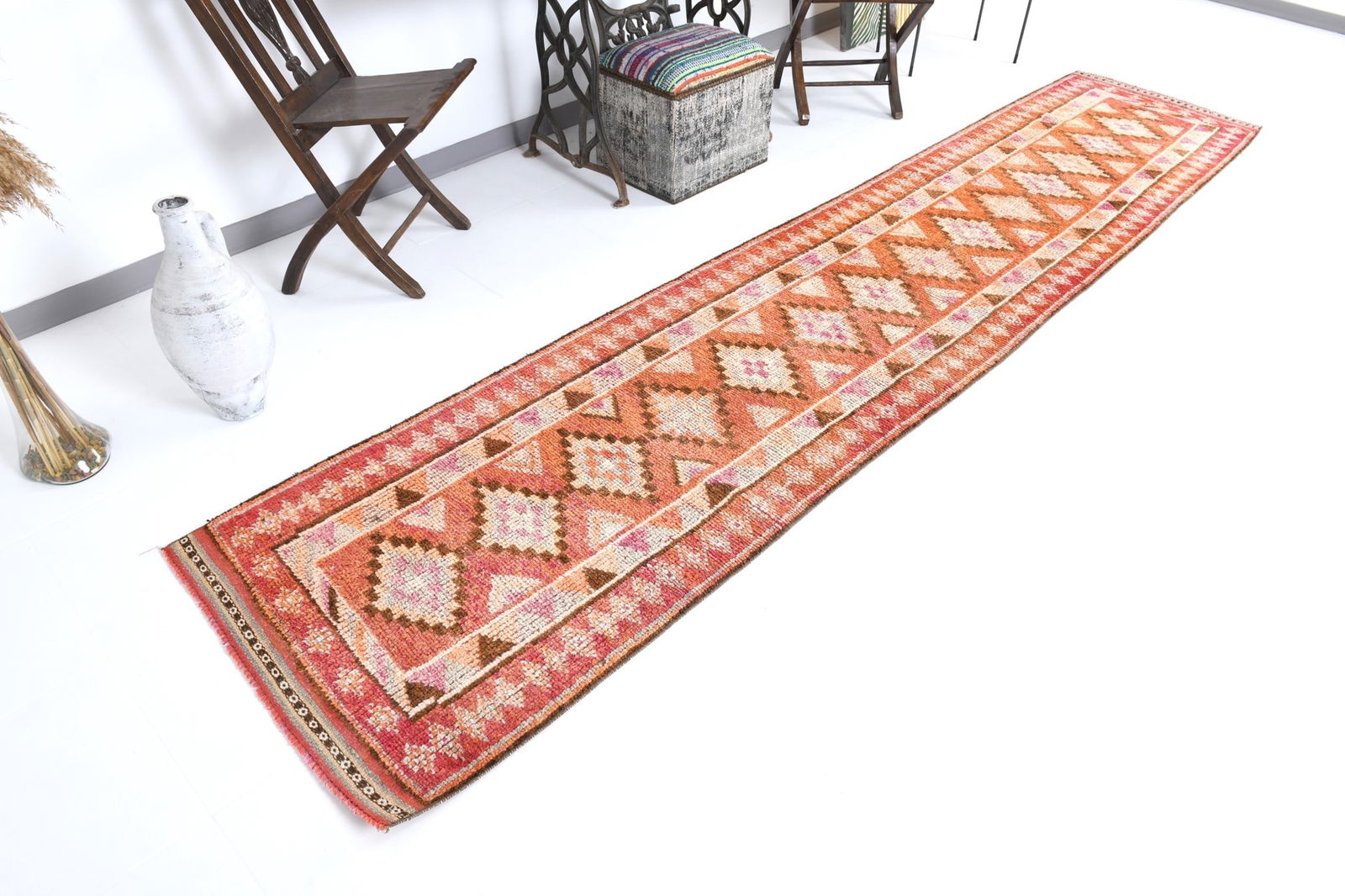 2'7'' x 12'5'' Vintage Wool Runner Rug - 18560 - 5