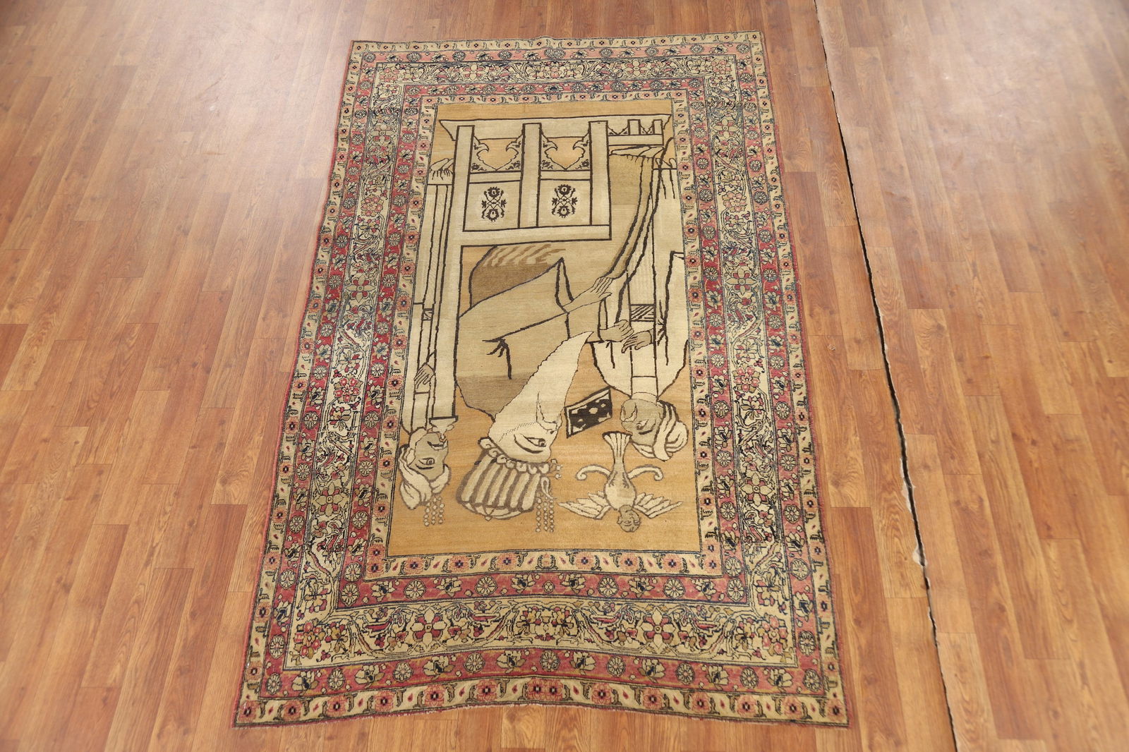 Pre-1900 Antique Vegetable Dye Kerman Persian Rug 4x7 - 17