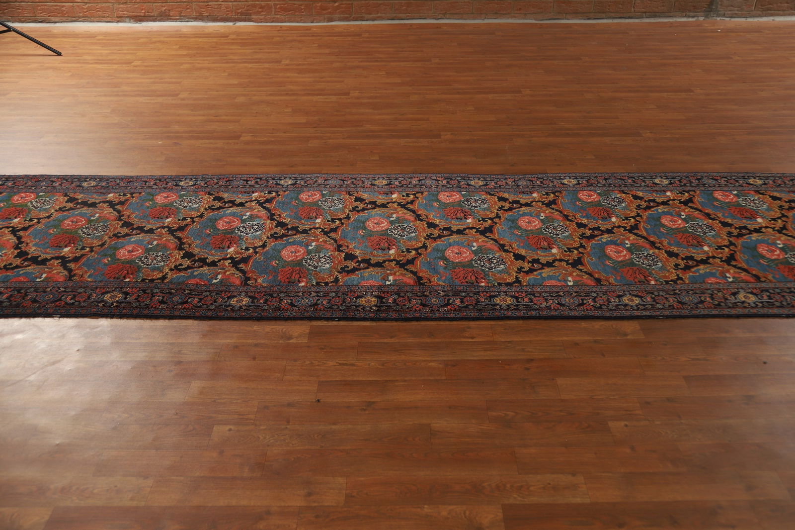 Antique Vegetable Dye Senneh Persian Runner Rug 3x19 - 15