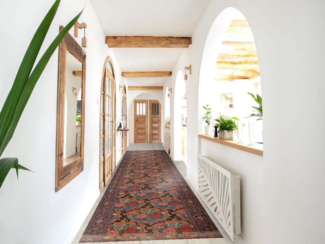 Antique Vegetable Dye Senneh Persian Runner Rug 3x19 - 2