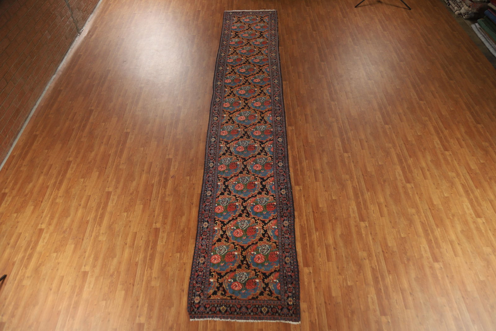 Antique Vegetable Dye Senneh Persian Runner Rug 3x19 - 4