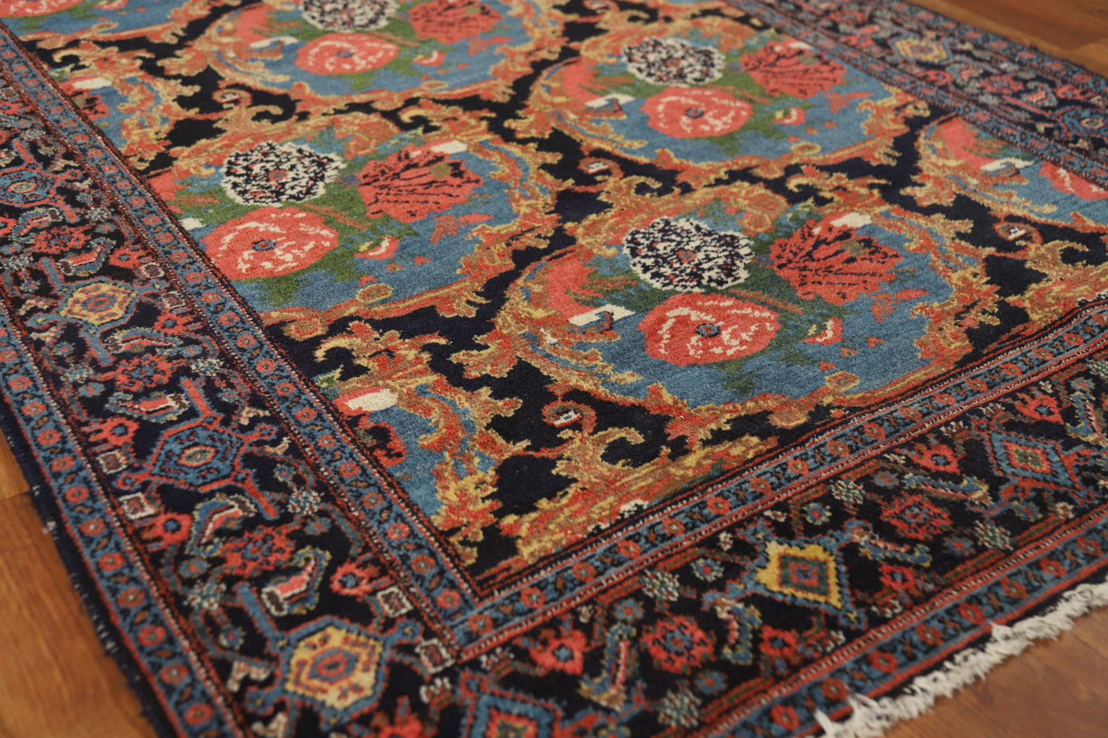 Antique Vegetable Dye Senneh Persian Runner Rug 3x19 - 7