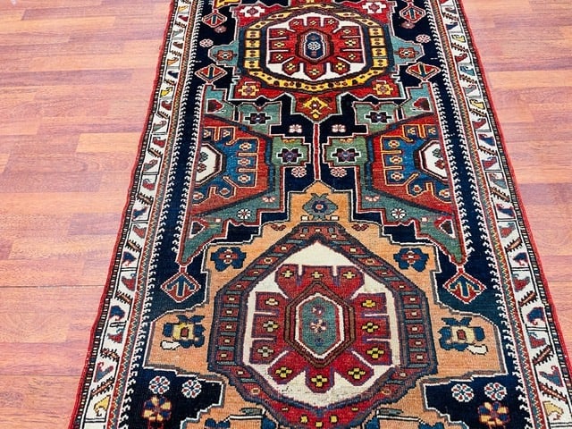 Antique Unusual Crown Bakhtiari Runner-307 - 3