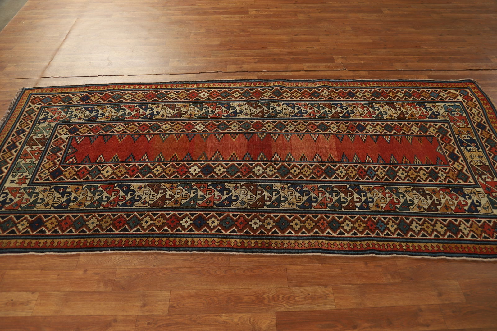 Pre-1900 Antique Wool Handmade Kazak Vegetable Dye Rug 4x8 - 16