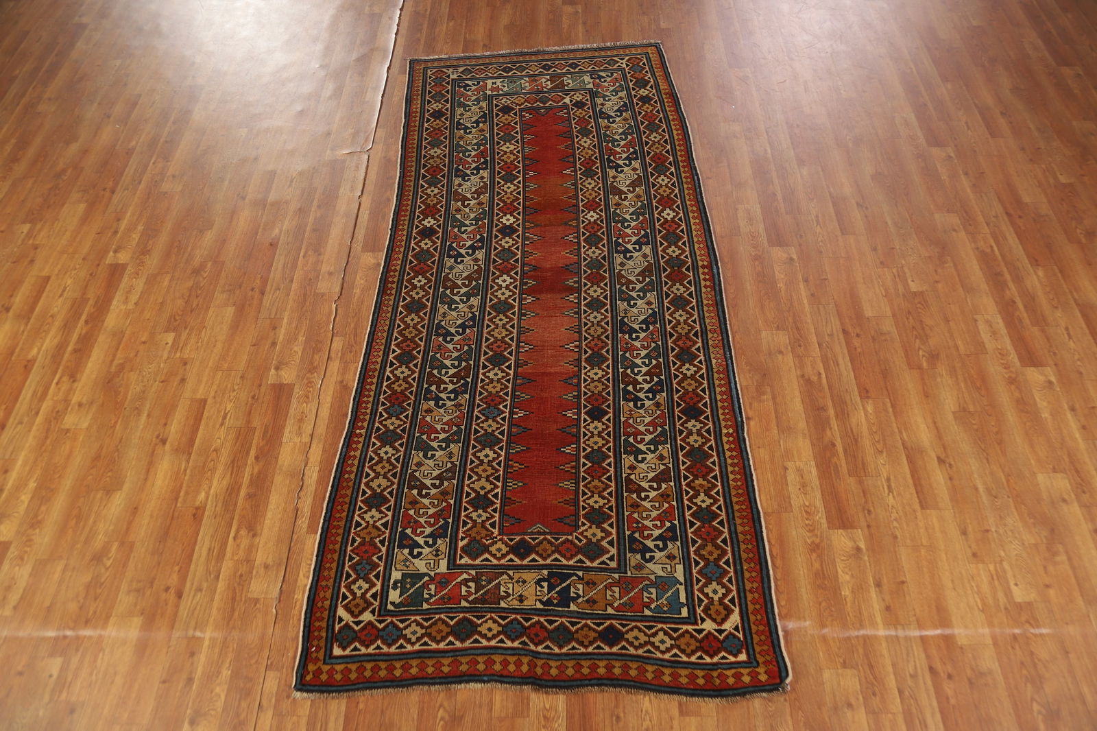 Pre-1900 Antique Wool Handmade Kazak Vegetable Dye Rug 4x8 - 17