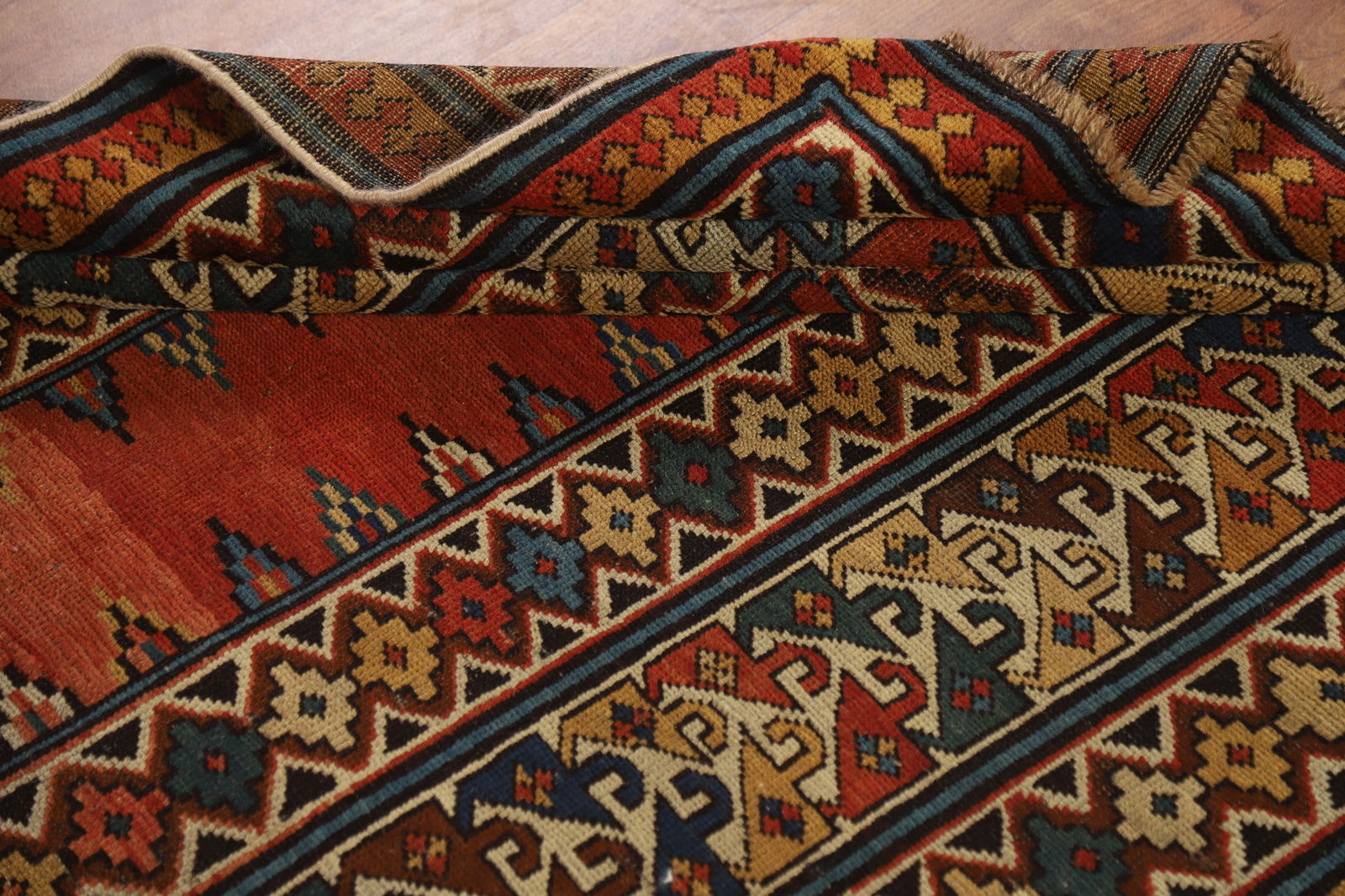 Pre-1900 Antique Wool Handmade Kazak Vegetable Dye Rug 4x8 - 18