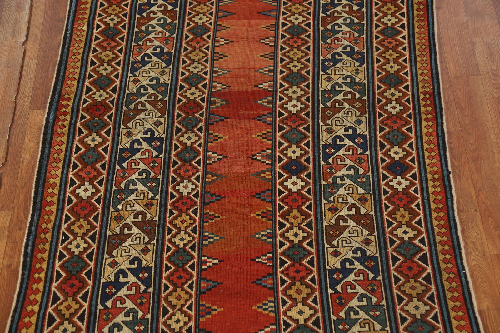 Pre-1900 Antique Wool Handmade Kazak Vegetable Dye Rug 4x8 - 4