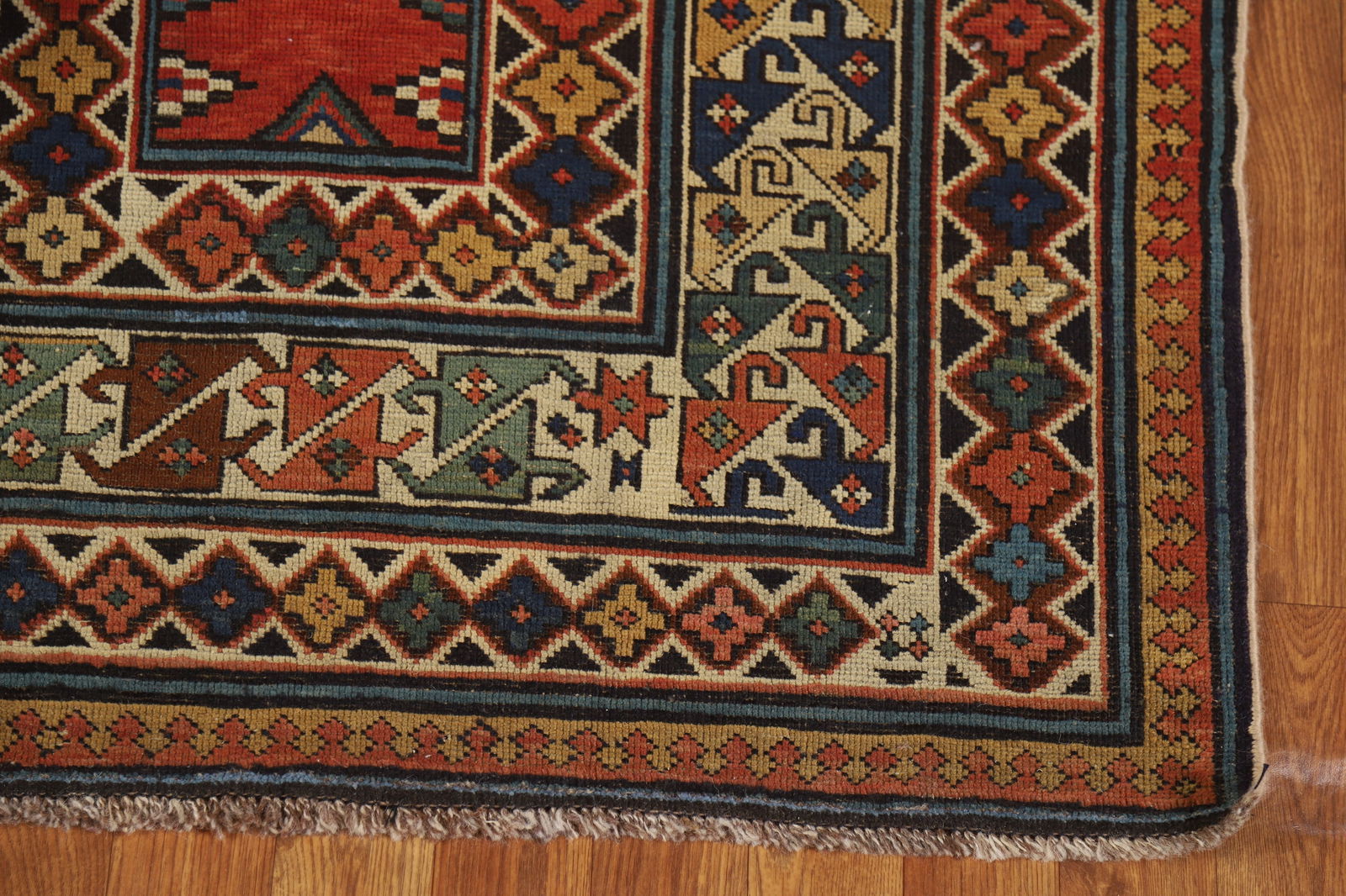 Pre-1900 Antique Wool Handmade Kazak Vegetable Dye Rug 4x8 - 5