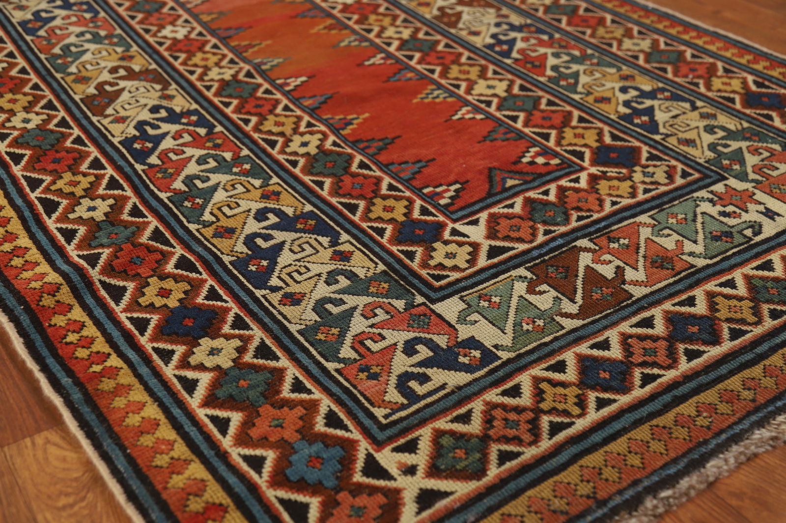 Pre-1900 Antique Wool Handmade Kazak Vegetable Dye Rug 4x8 - 6