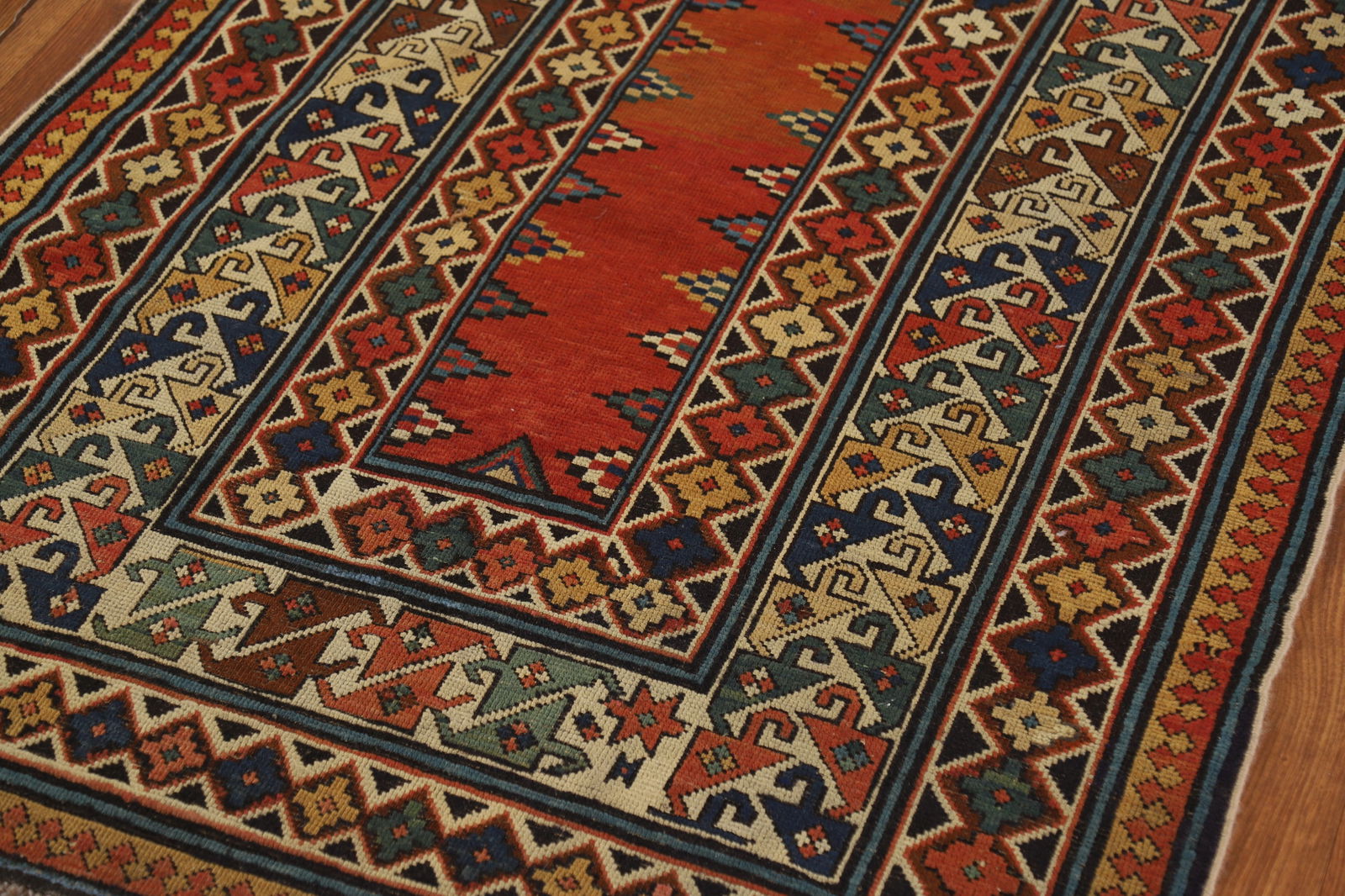 Pre-1900 Antique Wool Handmade Kazak Vegetable Dye Rug 4x8 - 7