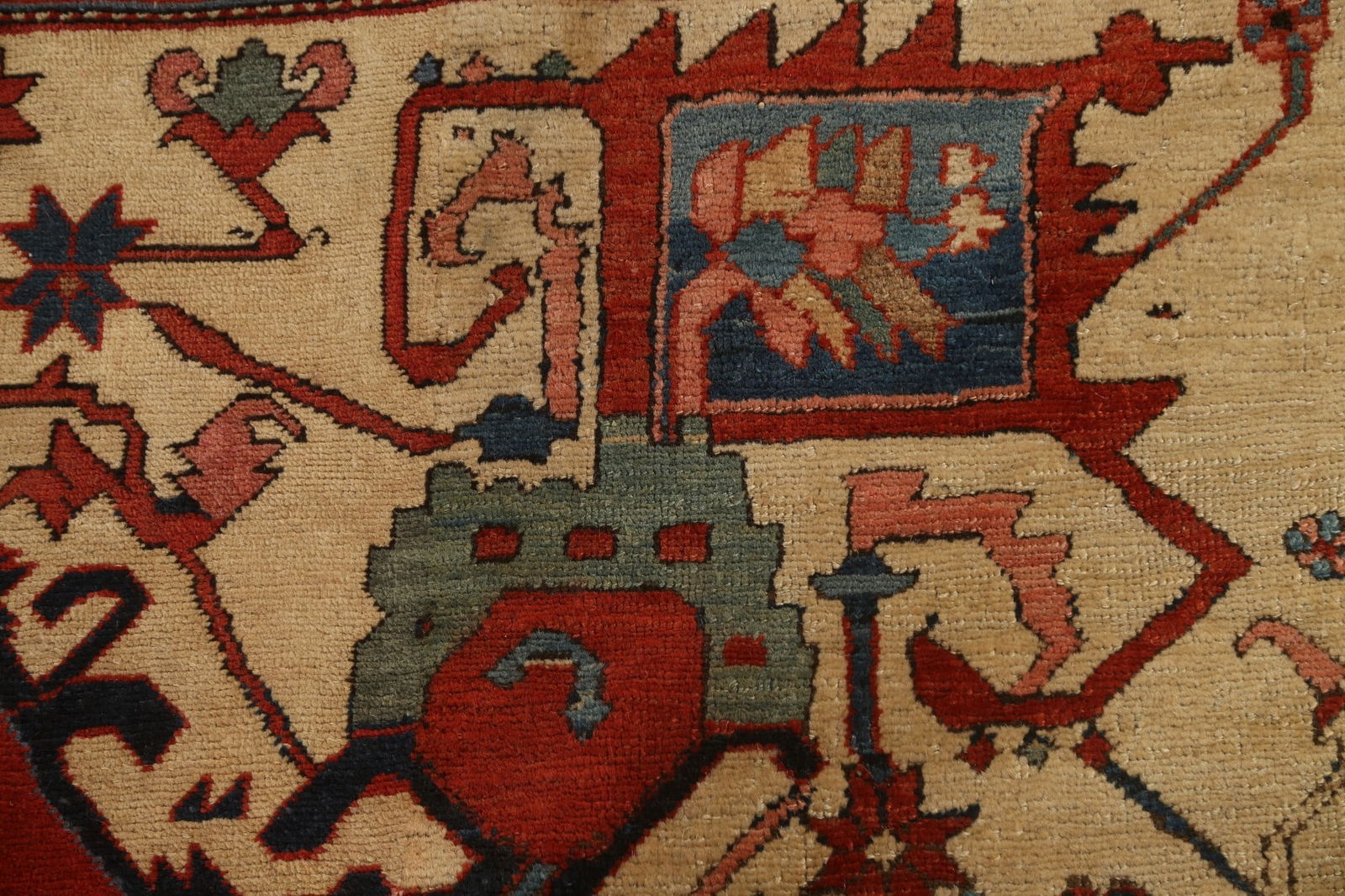 Pre-1900 Antique Vegetable Dye Heriz Serapi Persian Rug 11x13 - 12