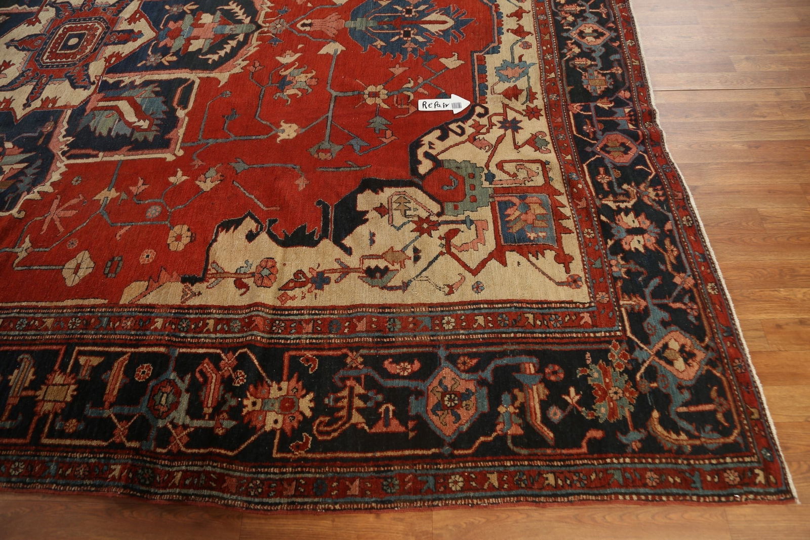 Pre-1900 Antique Vegetable Dye Heriz Serapi Persian Rug 11x13 - 14
