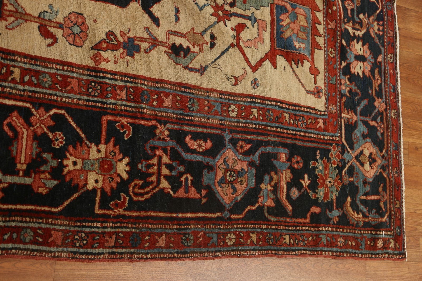 Pre-1900 Antique Vegetable Dye Heriz Serapi Persian Rug 11x13 - 17