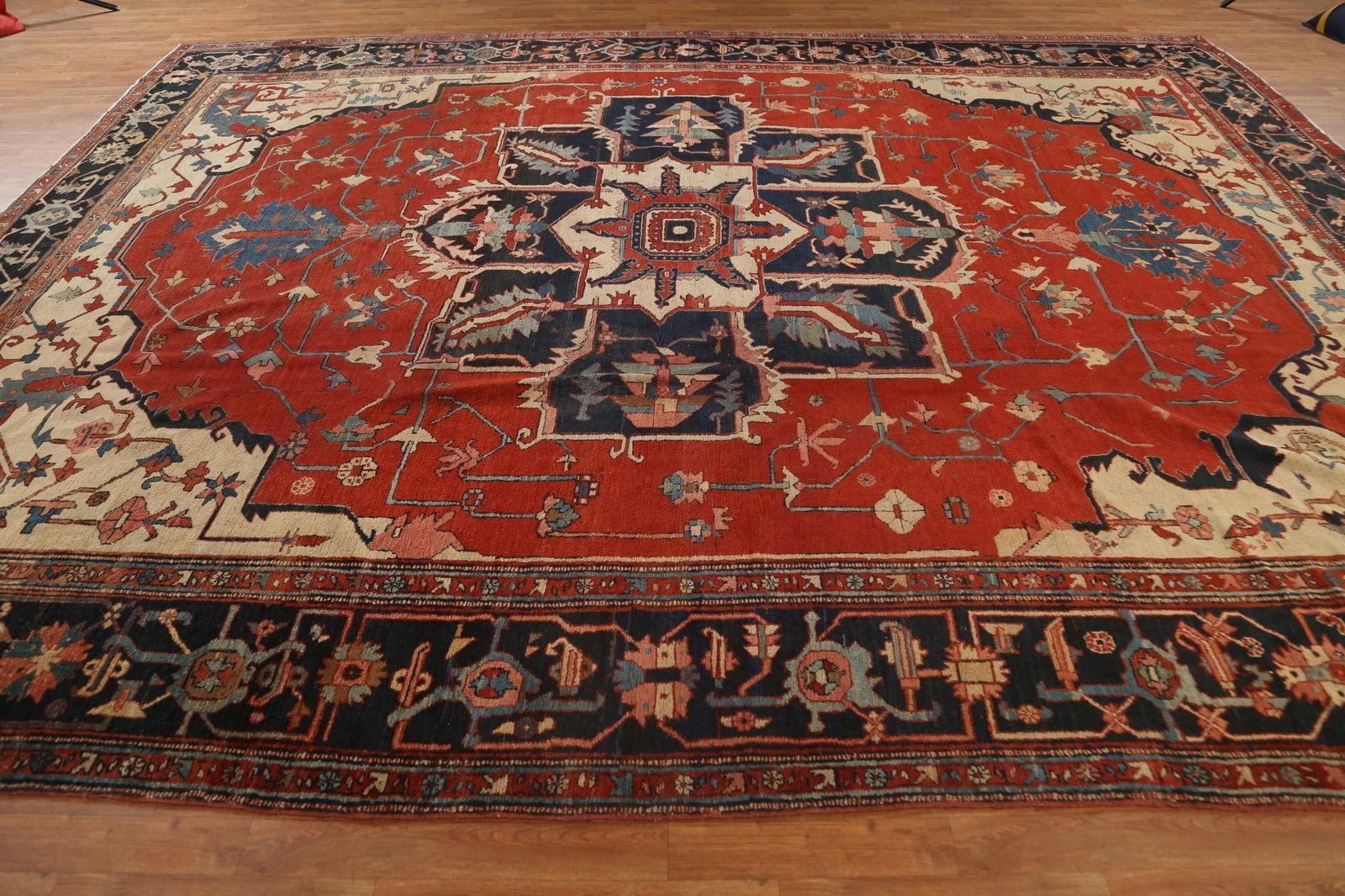 Pre-1900 Antique Vegetable Dye Heriz Serapi Persian Rug 11x13 - 18