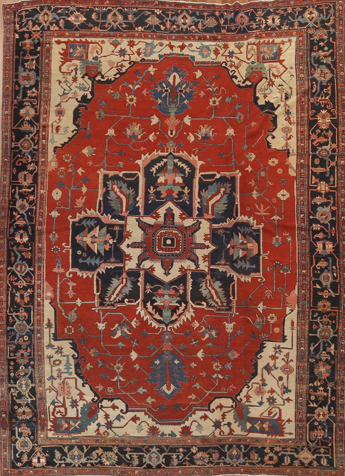 Pre-1900 Antique Vegetable Dye Heriz Serapi Persian Rug 11x13: Title: Pre-1900 Antique Vegetable Dye Heriz Serapi Persian Rug 11x13 Description:A Beautiful Genuine Iran ( Persia ) Heriz (serapi) rug is Hand Knotted by skillful weavers in Iran ( Persi