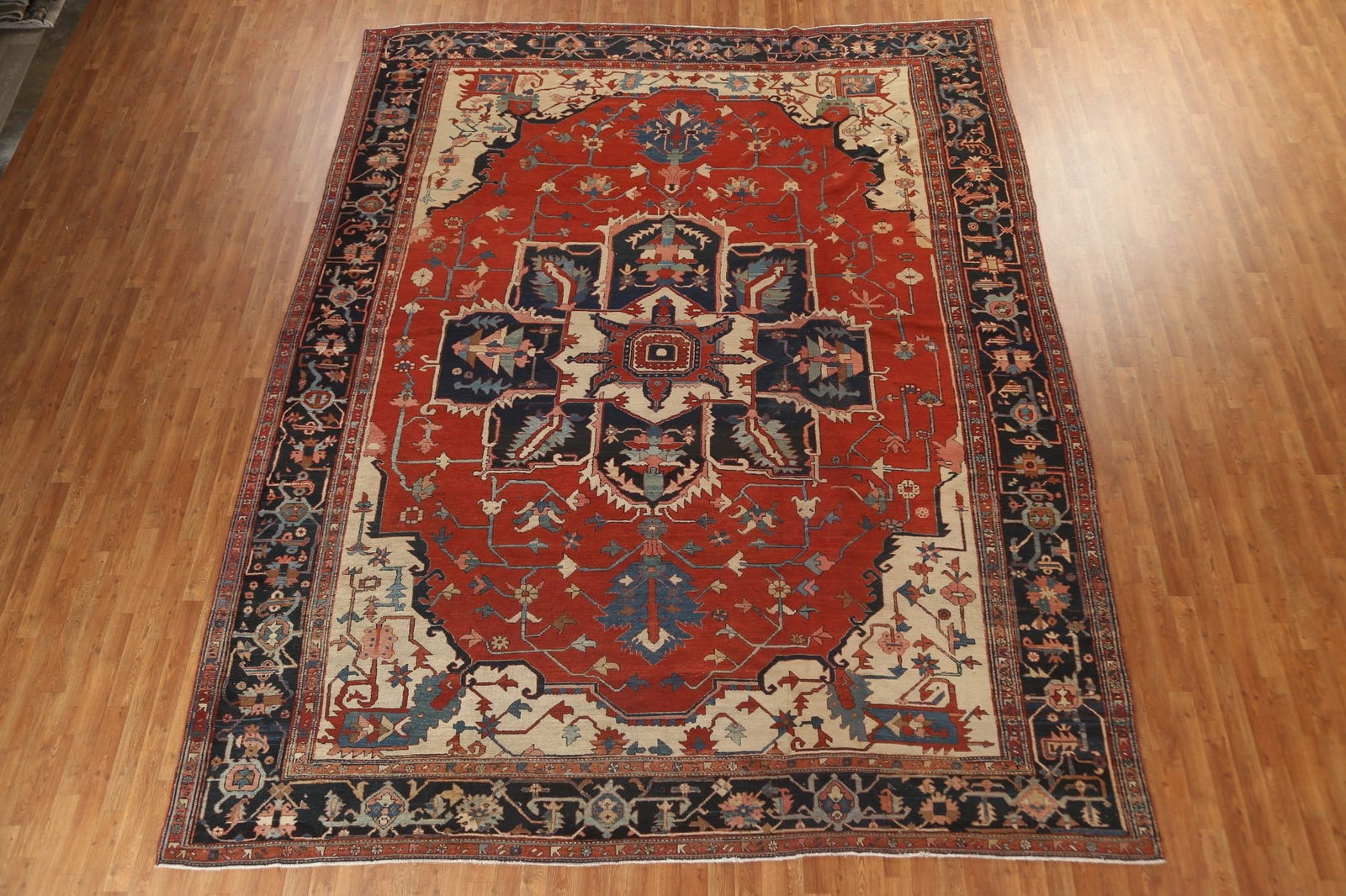 Pre-1900 Antique Vegetable Dye Heriz Serapi Persian Rug 11x13 - 3