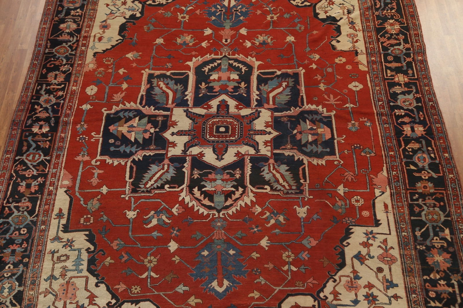 Pre-1900 Antique Vegetable Dye Heriz Serapi Persian Rug 11x13 - 4