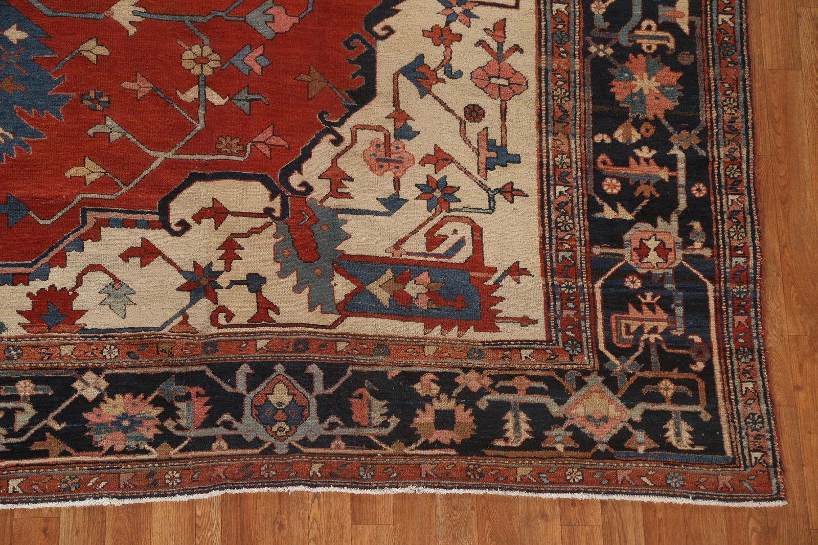 Pre-1900 Antique Vegetable Dye Heriz Serapi Persian Rug 11x13 - 7