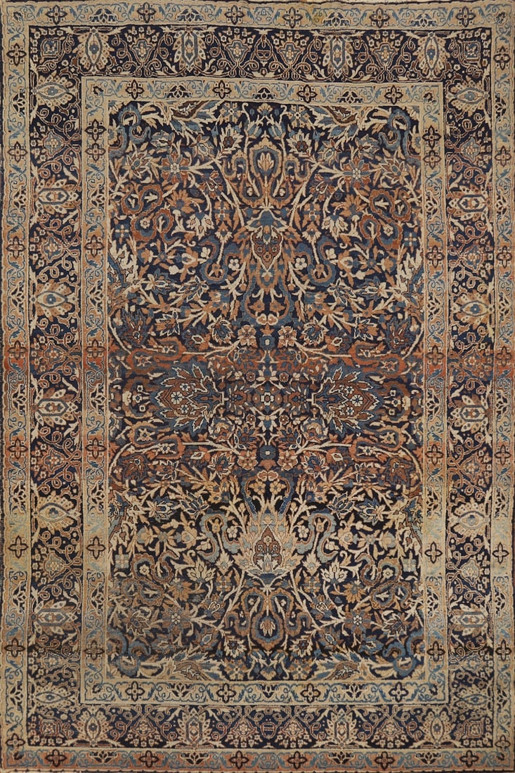 Pre-1900 Antique Vegetable Dye Kerman Ravar Persian Rug 5x7: Title: Pre-1900 Antique Vegetable Dye Kerman Ravar Persian Rug 5x7 Description:A Beautiful Genuine Iran ( Persia ) Kerman (Ravar) rug is Hand Knotted by skillful weavers in Iran ( Persia