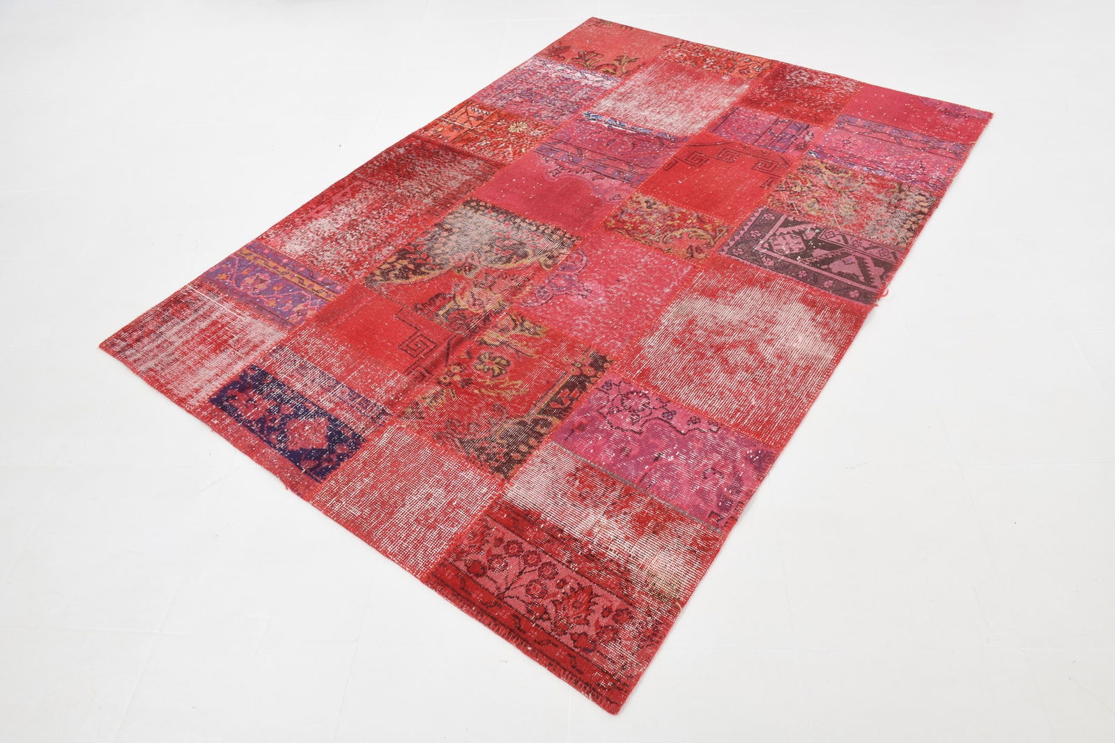 5'6'' x 7'10'' Handmade Vintage Wool Patchwork Rug - 508 - 18