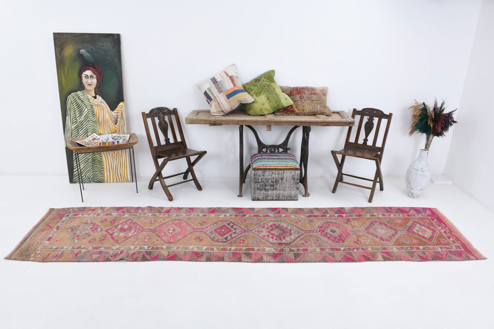 2'9'' x 11'10'' Handmade Vintage Wool Rug - 6970 - 2