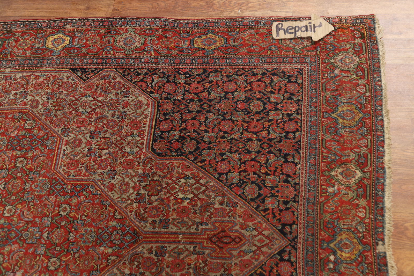 Pre-1900 Antique Vegetable Dye Signed Senneh Persian Rug 5x7 - 19