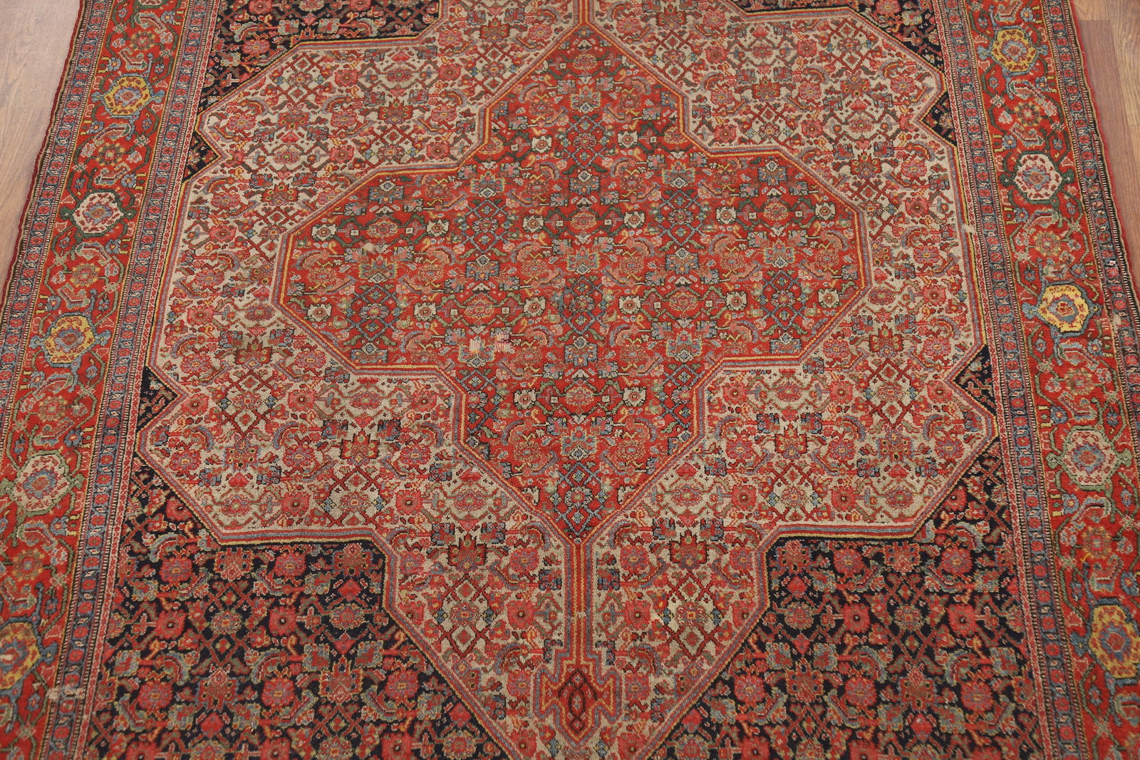 Pre-1900 Antique Vegetable Dye Signed Senneh Persian Rug 5x7 - 4