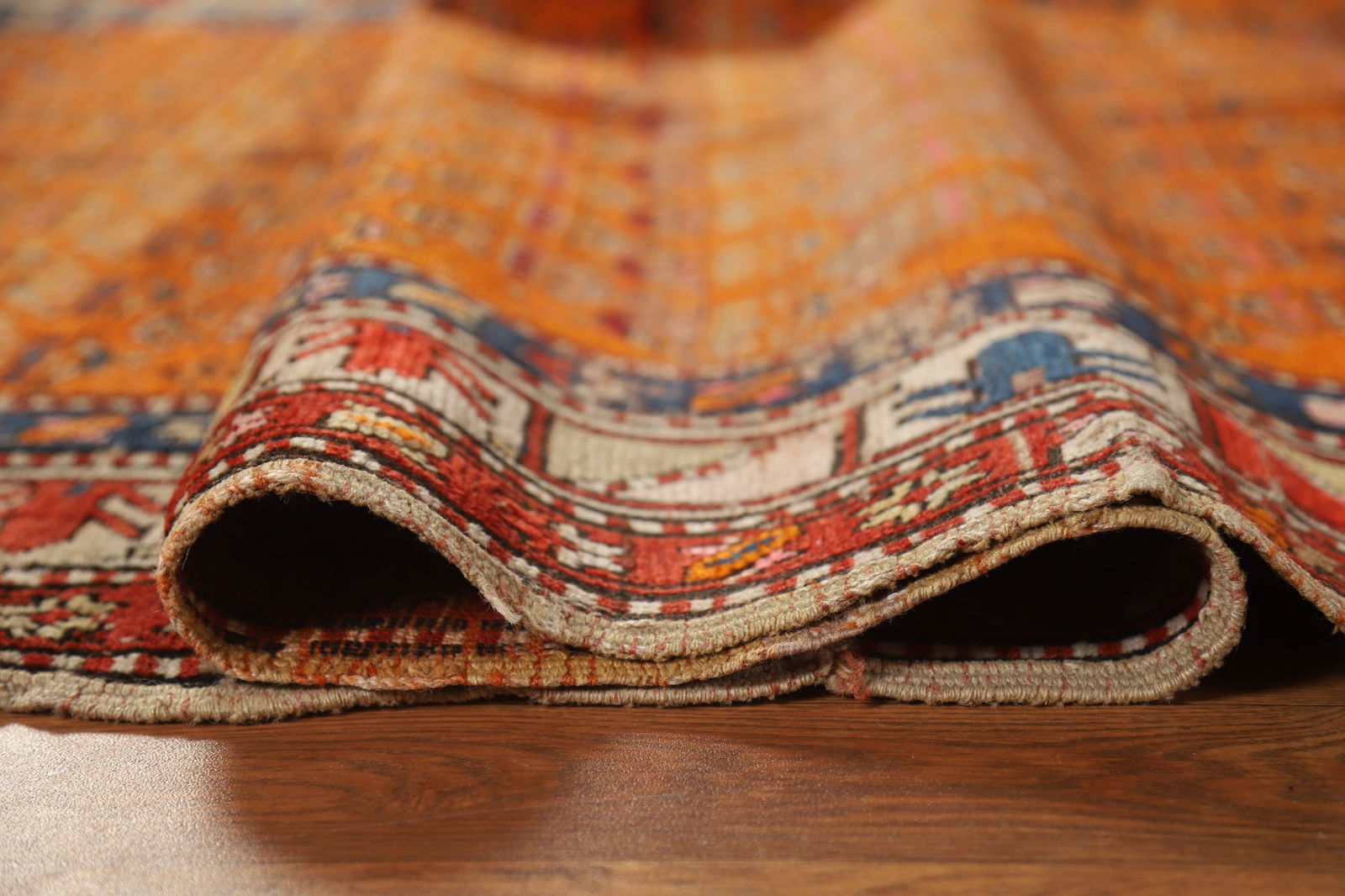 Pre-1900 Antique Caucasian Vegetable Dye Runner Rug 4x9 - 13