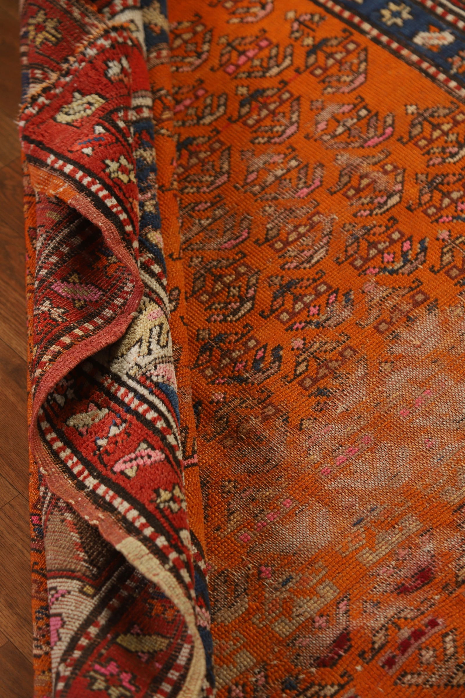 Pre-1900 Antique Caucasian Vegetable Dye Runner Rug 4x9 - 17