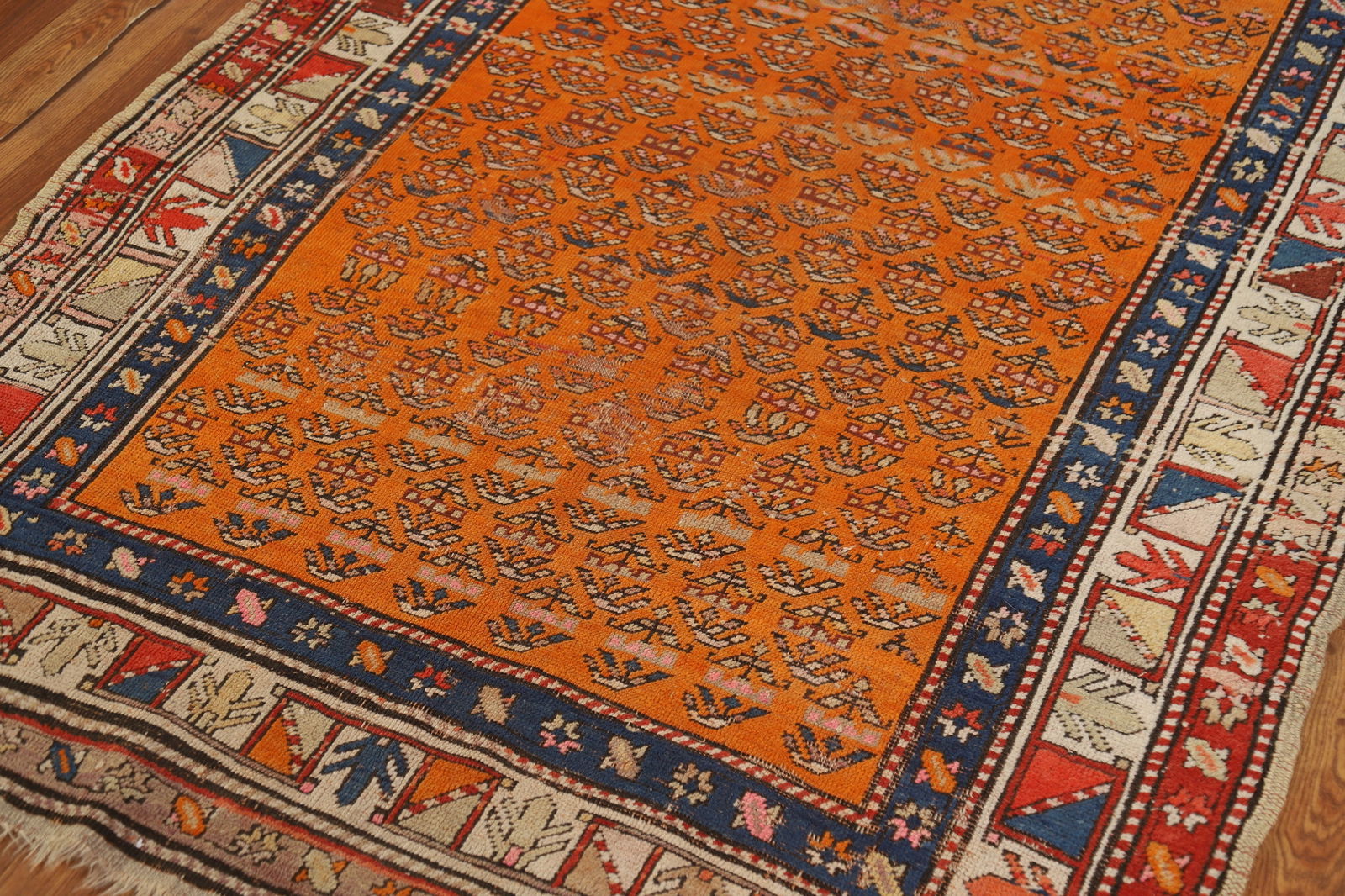 Pre-1900 Antique Caucasian Vegetable Dye Runner Rug 4x9 - 7