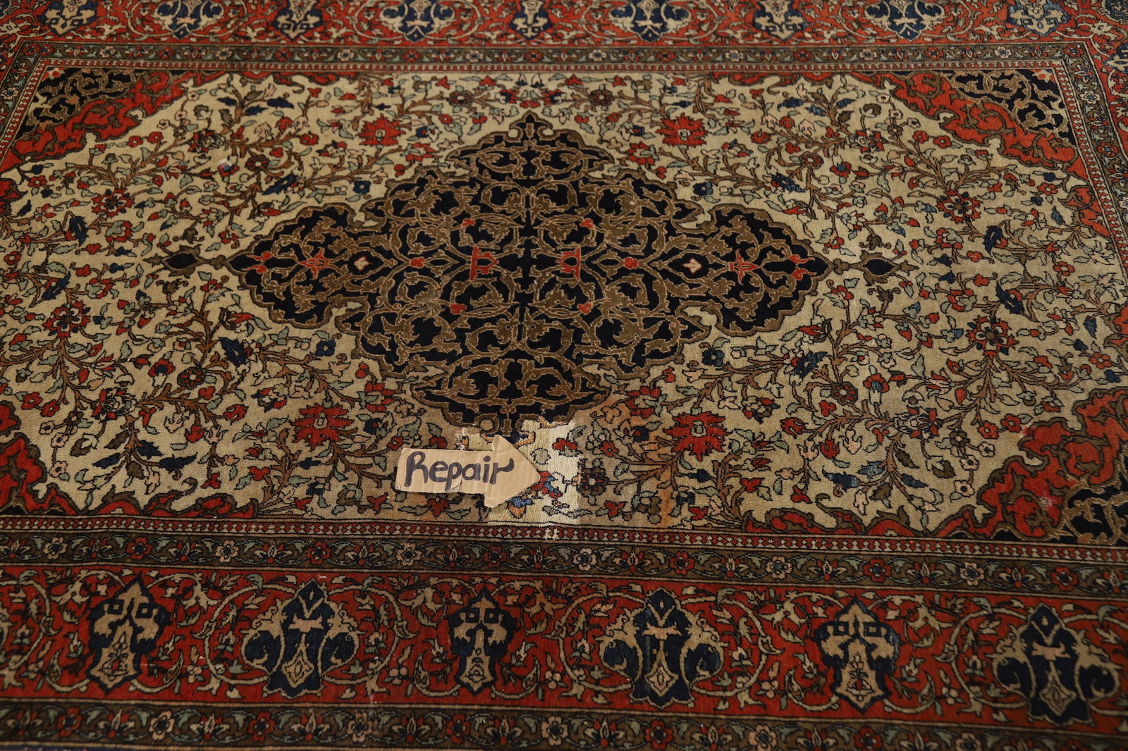 Pre-1900 Antique Vegetable Dye Sarouk Farahan Persian Rug 4x7 - 14