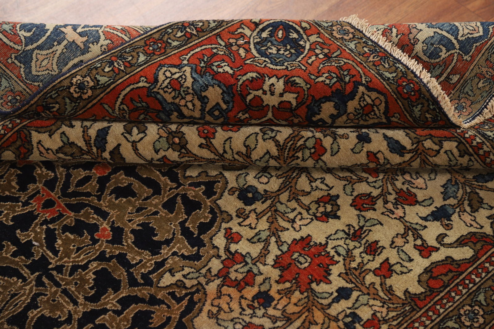 Pre-1900 Antique Vegetable Dye Sarouk Farahan Persian Rug 4x7 - 18